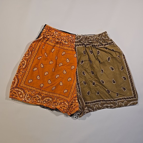 Repaved Pavement Men M Bandana Patchwork Shorts Multi Color 2.5" Elastic Waist - Picture 7 of 7